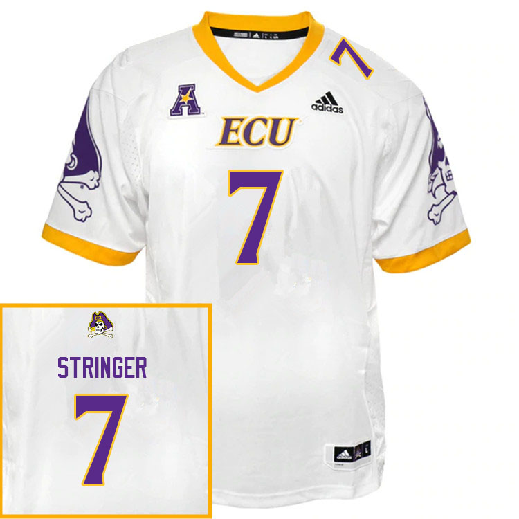 Men #7 Gerard Stringer ECU Pirates College Football Jerseys Sale-White